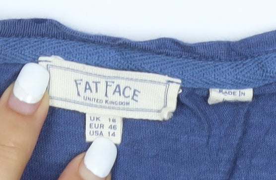 Fat Face Women Blue Floral Long Sleeve Jersey T-Shirt UK 16