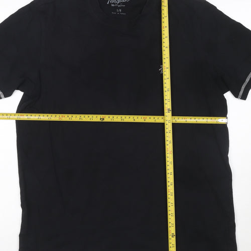 Original Penguin Men's Black Cotton Crew Neck T-Shirt L Short Sleeve