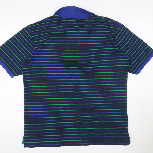 Slazenger Men’s Blue Striped Polo Shirt XL Classic Fit