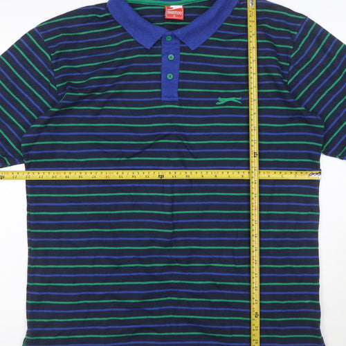 Slazenger Men’s Blue Striped Polo Shirt XL Classic Fit