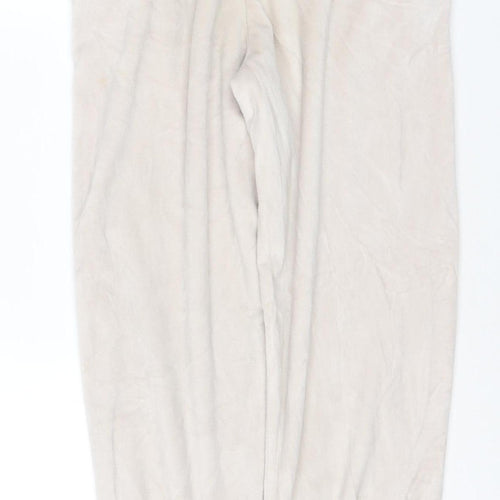 Marks and Spencer Women Beige Velour Joggers Size 10 Elastic Waist Pockets