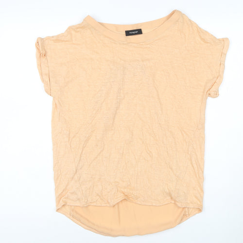 Marks and Spencer Autograph Women's Beige Linen Blend Short Sleeve T-Shirt UK 12