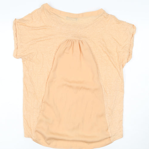 Marks and Spencer Autograph Women's Beige Linen Blend Short Sleeve T-Shirt UK 12