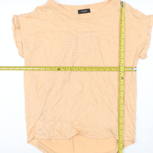 Marks and Spencer Autograph Women's Beige Linen Blend Short Sleeve T-Shirt UK 12