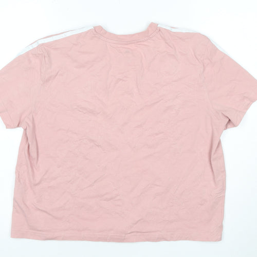 Adidas Women Pink Basic Short Sleeve Cotton T-Shirt L