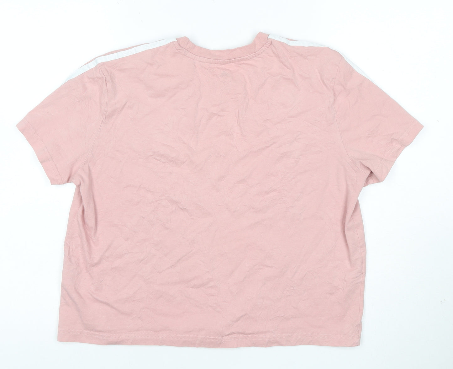 Adidas Women Pink Basic Short Sleeve Cotton T-Shirt L
