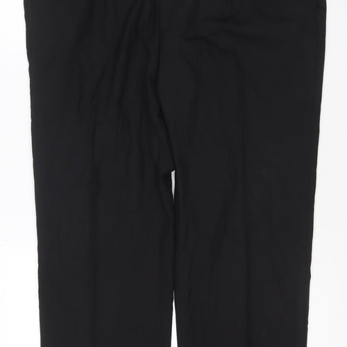 Marks and Spencer Men's Black Regular Fit Wool Blend Dress Trousers 38W 29L