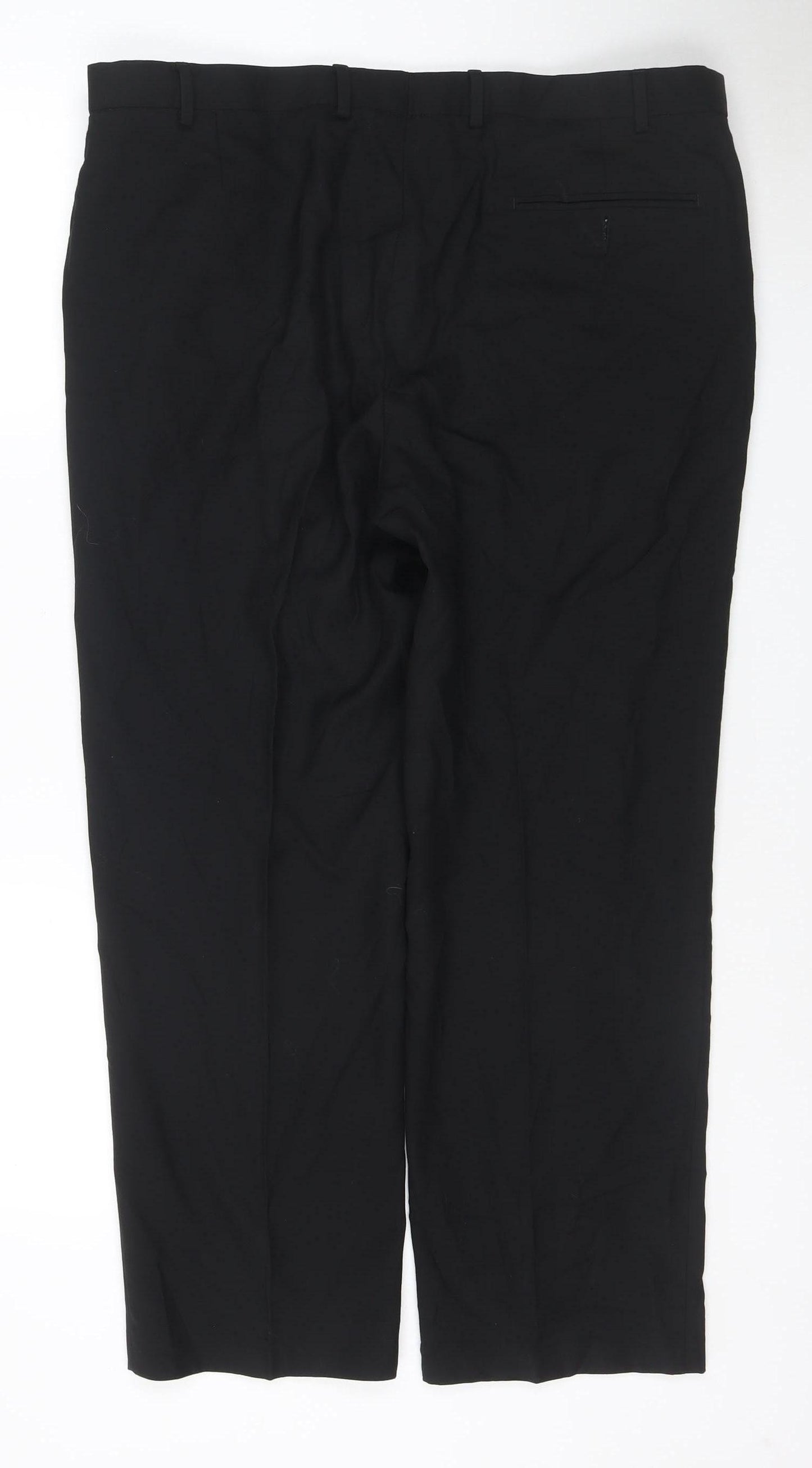 Marks and Spencer Men's Black Regular Fit Wool Blend Dress Trousers 38W 29L