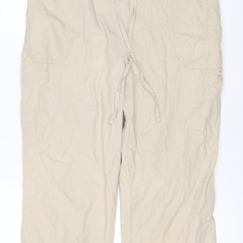 Marks and Spencer Womens Beige Cotton Cargo Capri Trousers UK 14
