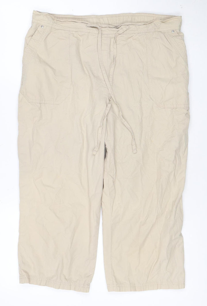 Marks and Spencer Womens Beige Cotton Cargo Capri Trousers UK 14