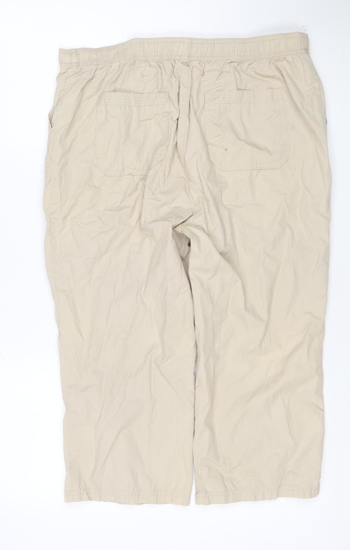 Marks and Spencer Womens Beige Cotton Cargo Capri Trousers UK 14