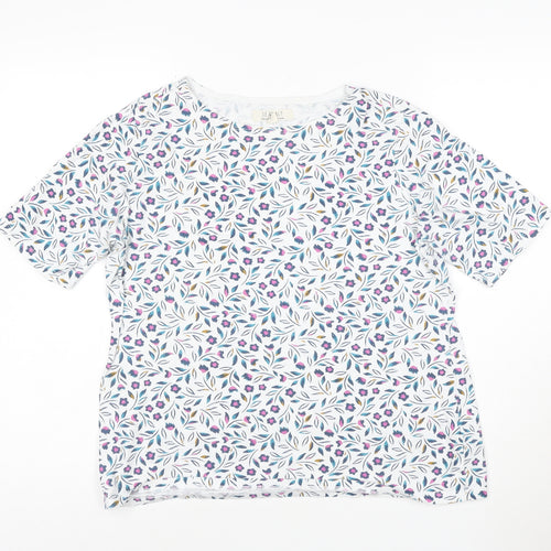 Seasalt Women’s Multicoloured Floral Organic Cotton Short Sleeve T-Shirt UK 14