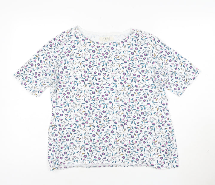 Seasalt Women’s Multicoloured Floral Organic Cotton Short Sleeve T-Shirt UK 14