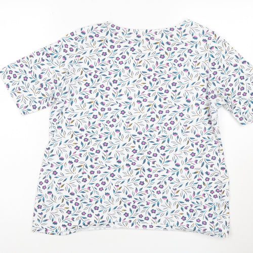 Seasalt Women’s Multicoloured Floral Organic Cotton Short Sleeve T-Shirt UK 14