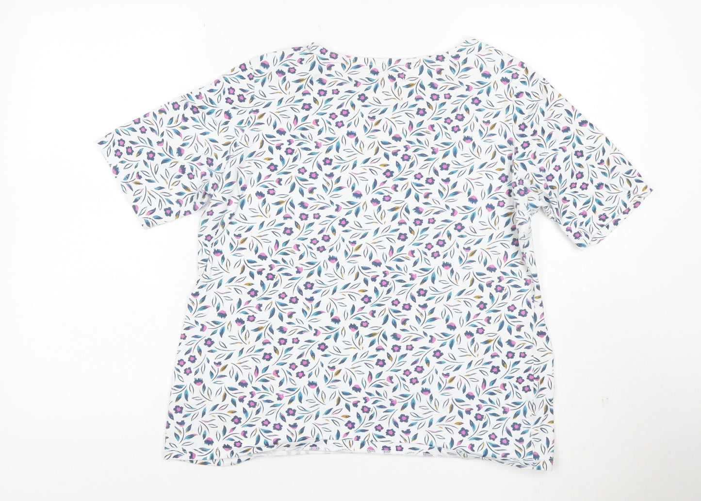 Seasalt Women’s Multicoloured Floral Organic Cotton Short Sleeve T-Shirt UK 14