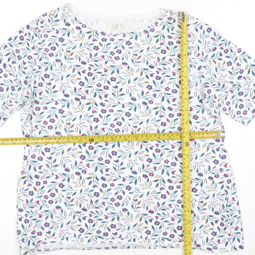 Seasalt Women’s Multicoloured Floral Organic Cotton Short Sleeve T-Shirt UK 14