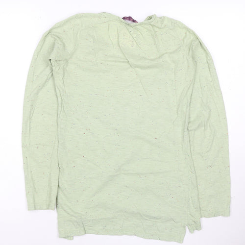 Fat Face Women's Green Long Sleeve Henley Cotton T-Shirt Size 16