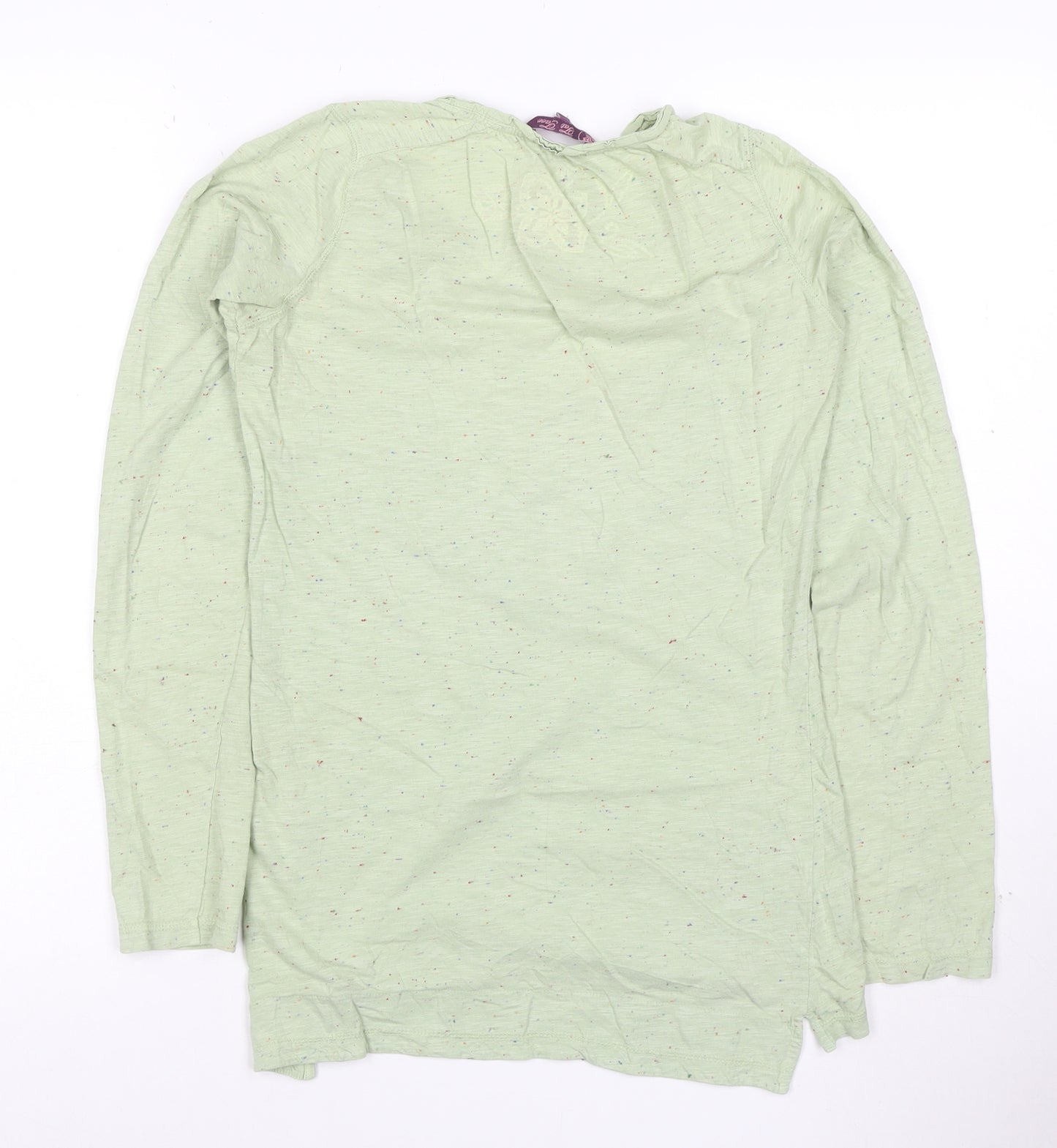 Fat Face Women's Green Long Sleeve Henley Cotton T-Shirt Size 16