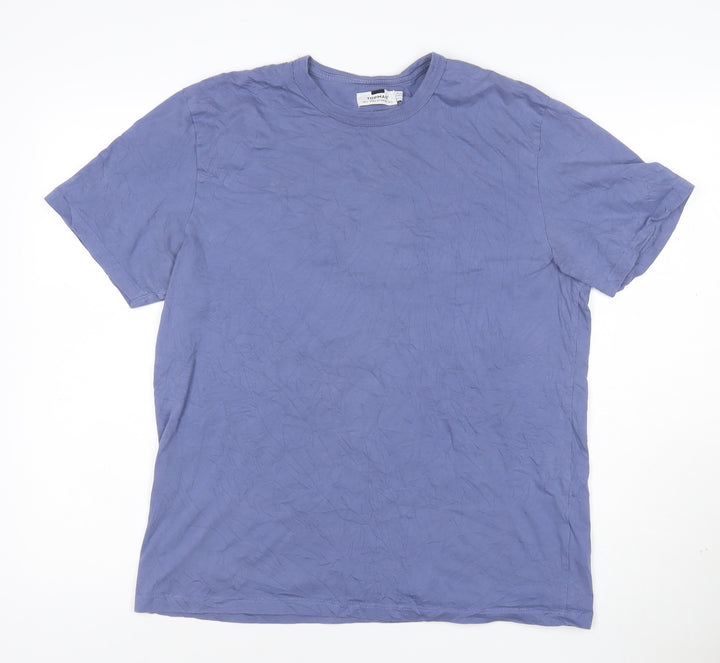 Topman Men's Blue Cotton Crew Neck T-Shirt Size XL Classic Fit