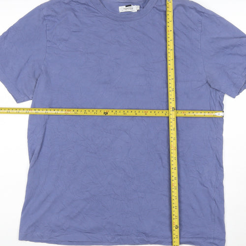 Topman Men's Blue Cotton Crew Neck T-Shirt Size XL Classic Fit