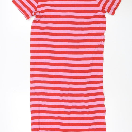 H&M Women’s Pink Red Stripe T-Shirt Dress Size S Cotton Modal