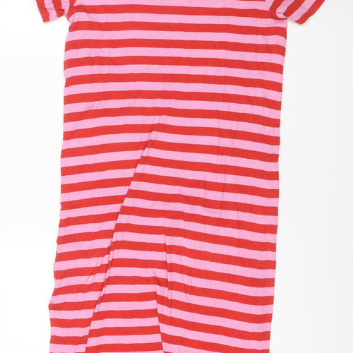 H&M Women’s Pink Red Stripe T-Shirt Dress Size S Cotton Modal