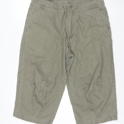 EASY Women’s Green Linen Cropped Trousers Size L 34in Waist