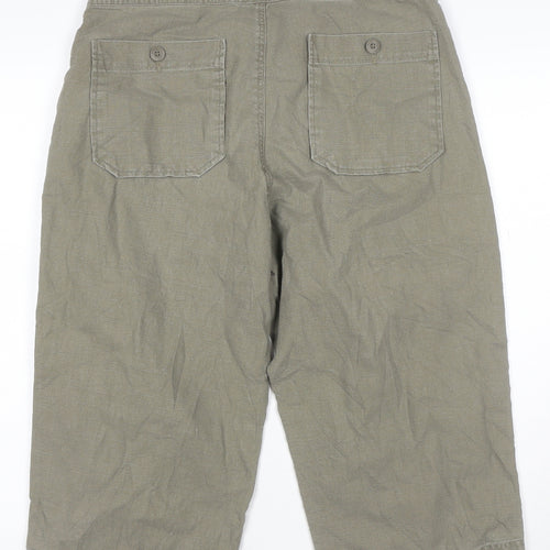 EASY Women’s Green Linen Cropped Trousers Size L 34in Waist