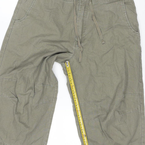 EASY Women’s Green Linen Cropped Trousers Size L 34in Waist