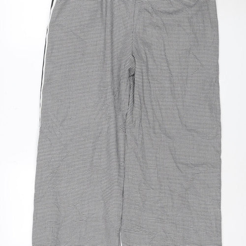 Marks and Spencer Womens Black Houndstooth Wide-Leg Slim Trousers Size 16