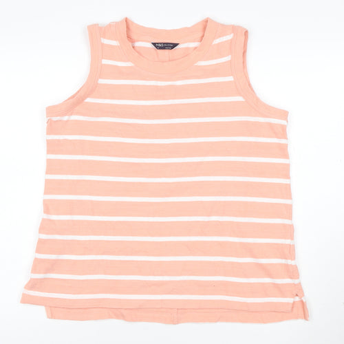Marks and Spencer Womens Pink Striped Cotton Tank Top Size 16