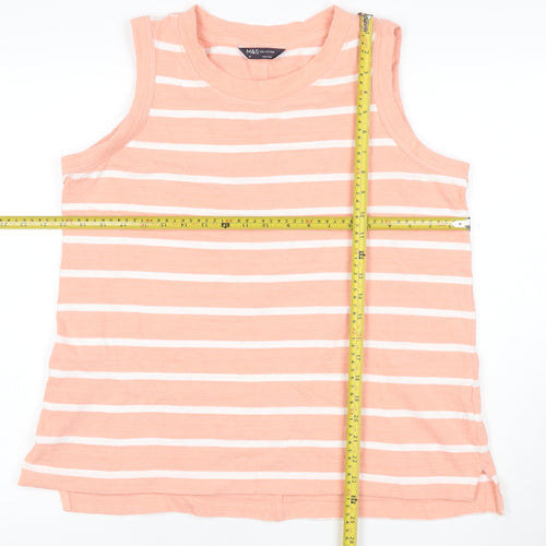 Marks and Spencer Womens Pink Striped Cotton Tank Top Size 16
