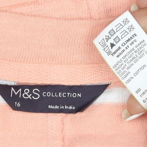 Marks and Spencer Womens Pink Striped Cotton Tank Top Size 16