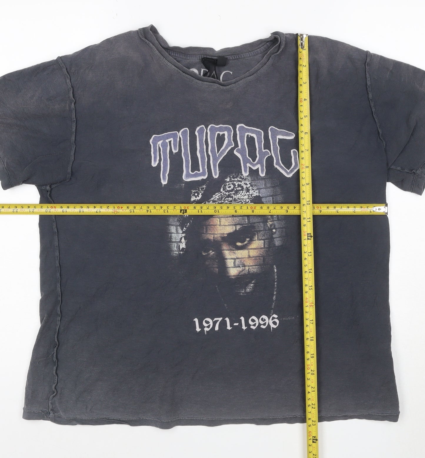 Topshop Women's Black Tupac Graphic Cotton T-Shirt Size 10