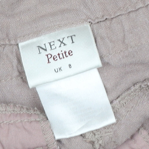 Next Women’s Beige Linen Blend Petite Wide-Leg Cropped Trousers UK 8