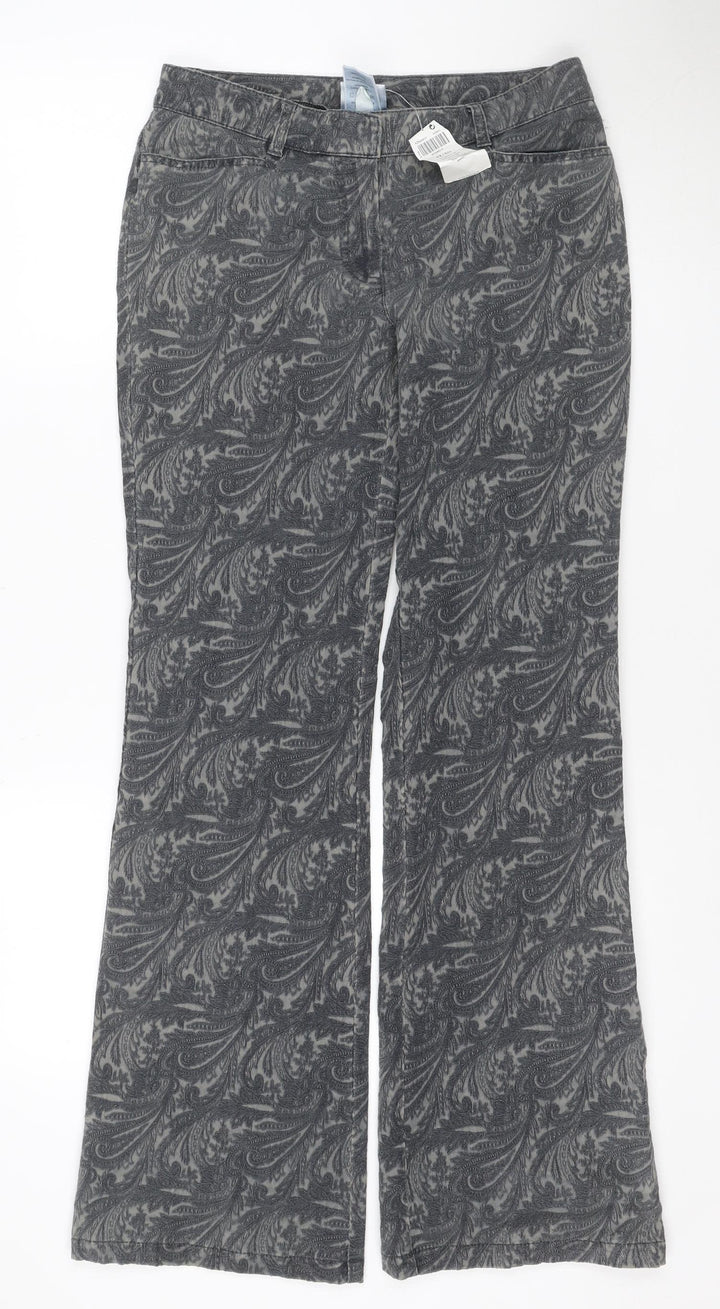 Next Women’s Grey Paisley Straight Jeans Size 8 Regular Stretch Denim