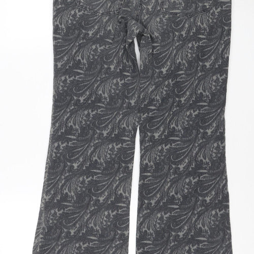 Next Women’s Grey Paisley Straight Jeans Size 8 Regular Stretch Denim
