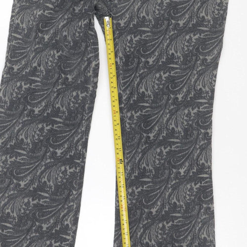 Next Women’s Grey Paisley Straight Jeans Size 8 Regular Stretch Denim
