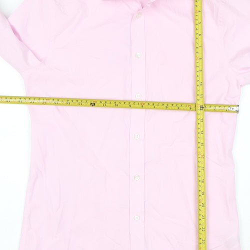 Marks and Spencer Womens Pink Slim Fit Long Sleeve Button-Up Shirt Size 14