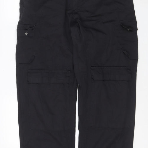 ISA LEA Group Mens Black Cargo Work Trousers Size L Regular Fit