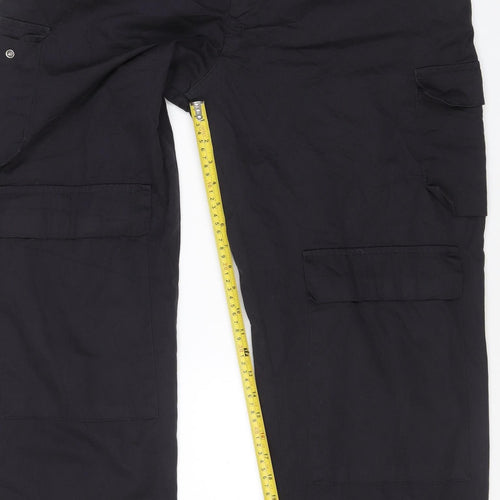 ISA LEA Group Mens Black Cargo Work Trousers Size L Regular Fit