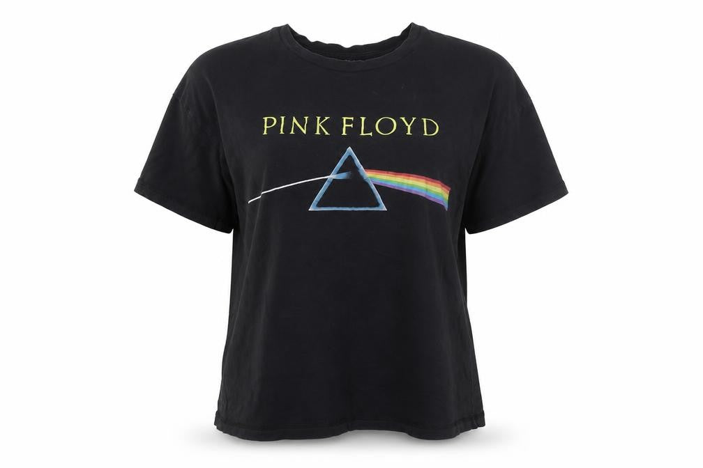 Front view of Pull&Bear Women’s Black Pink Floyd Short Sleeve Cotton T-Shirt, size S