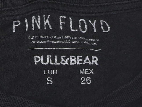 Pull&Bear Women’s Black Pink Floyd Short Sleeve Cotton T-Shirt Size S