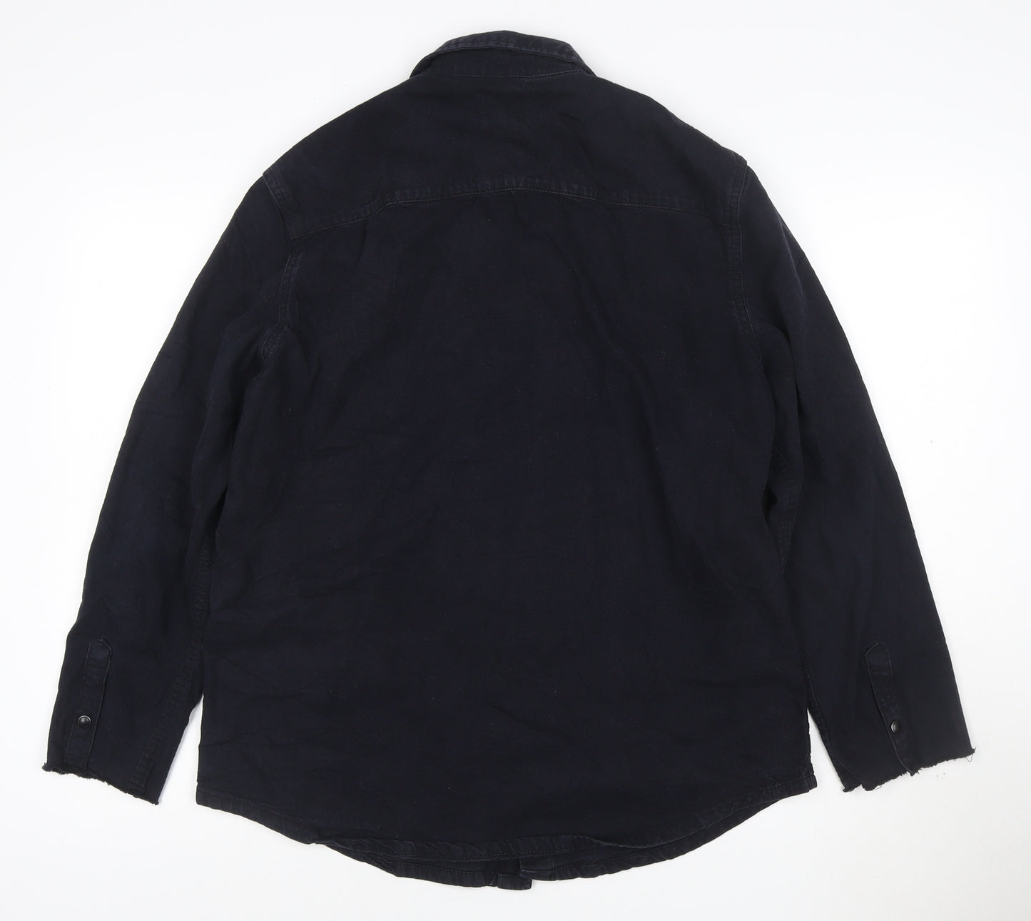 New Look Men Black Cotton Long Sleeve Button-Up Shirt Size L