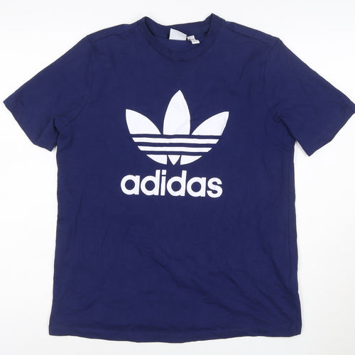adidas Men's Blue XL Trefoil Logo Graphic Cotton T-Shirt
