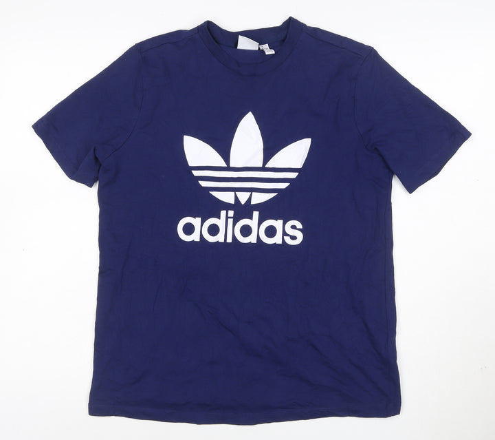 adidas Men's Blue XL Trefoil Logo Graphic Cotton T-Shirt