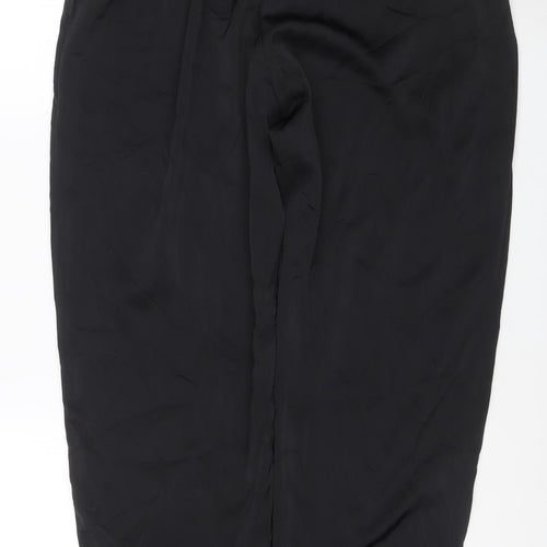 Uniqlo Women Black Polyester Elastic Waist Relaxed Harem Trousers Size 14