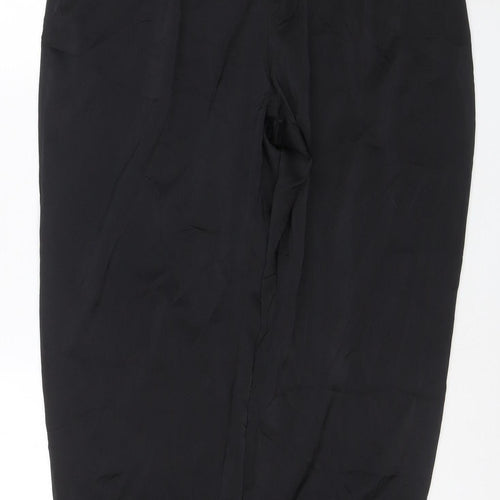 Uniqlo Women Black Polyester Elastic Waist Relaxed Harem Trousers Size 14