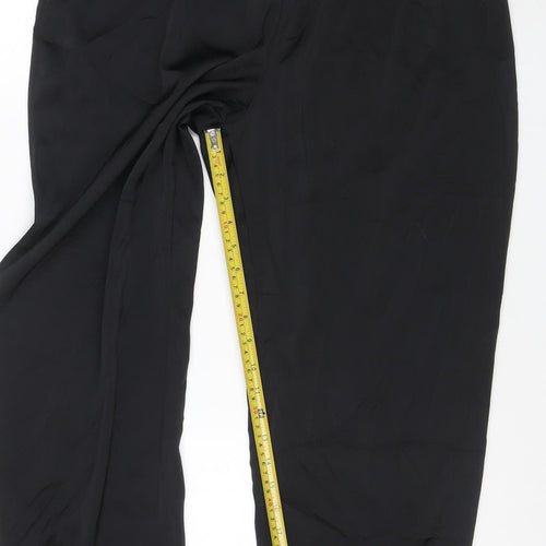 Uniqlo Women Black Polyester Elastic Waist Relaxed Harem Trousers Size 14