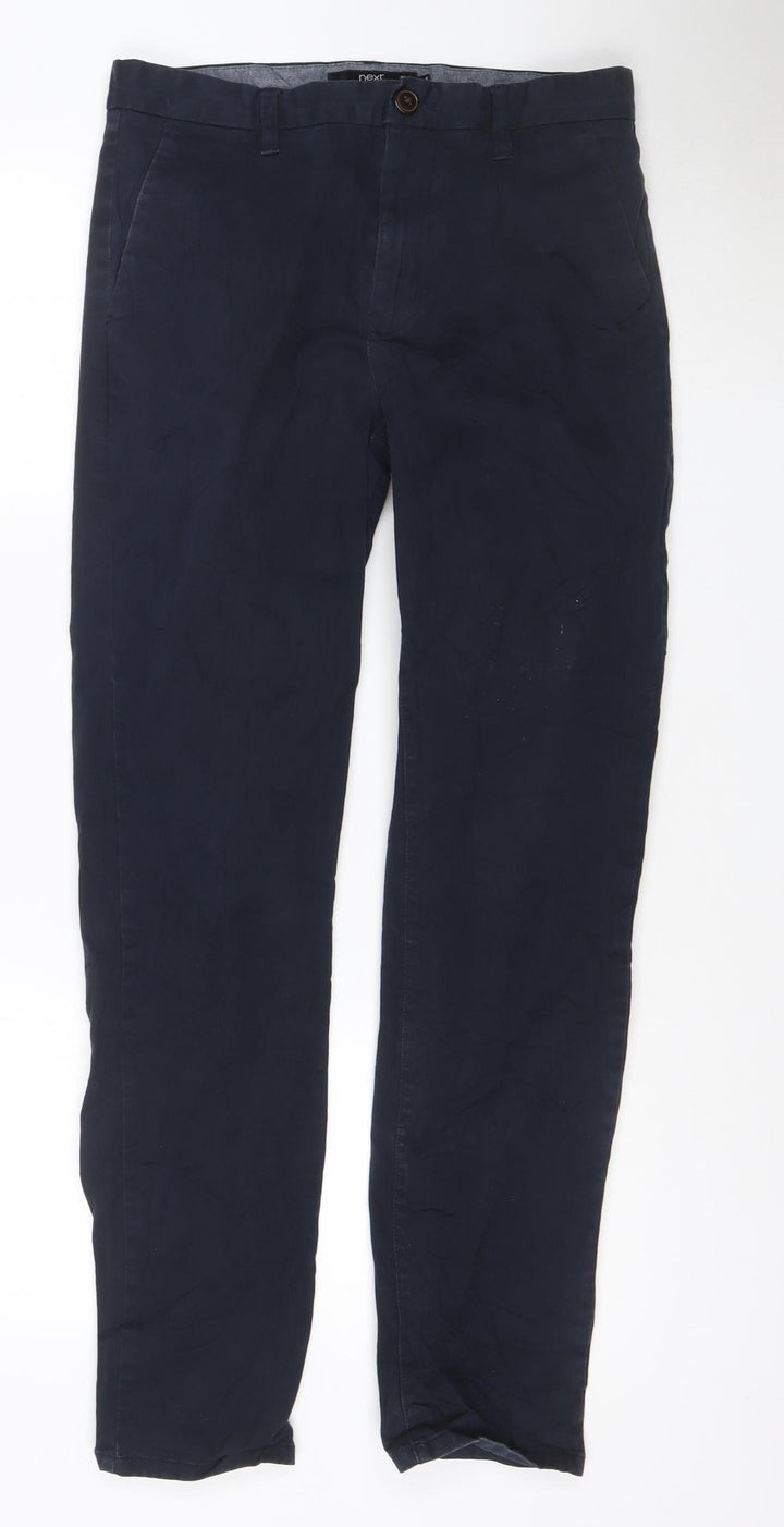 Next Men's Blue Chino Trousers 30W 31L Regular Fit Cotton